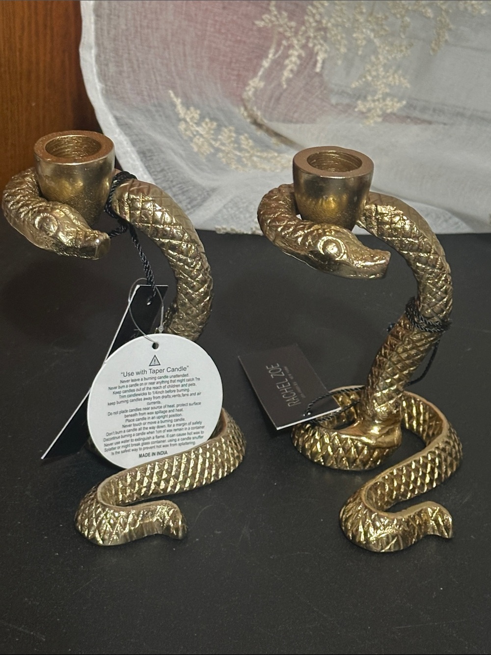 Rachel Zoe Halloween set of 2 gold snake 🐍 candle holders